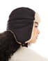 Pieces aviator hat with borg trim in cream & black