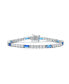 ფოტო #1 პროდუქტის Sterling Silver Rhodium Plated Sapphire Cubic Zirconia Tennis Bracelet