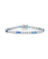 Фото #1 товара Sterling Silver Rhodium Plated Sapphire Cubic Zirconia Tennis Bracelet