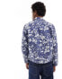 Lee eisenhower floral print denim harrington jacket in mid blue