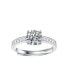 Фото #2 товара Adjustable Sterling Silver 1ct Lab-Grown Moissanite Pave Engagement Ring