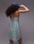 Фото #4 товара Topshop strappy ruched waist mini flippy dress in mint check