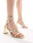 Фото #1 товара ASOS DESIGN Hampstead mid heeled sandals in gold