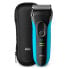 Braun Series 3 ProSkin 3045s - Foil shaver - 2 SensoFoil - 1 Middle Trimmer - Black - Blue - LED - Battery - Nickel-Metal Hydride (NiMH)