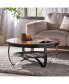 Modern Industrial Coffee Table with Etched Circular Mango Wood Top