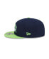 Фото #4 товара Бейсболка New Era мужская X Staple College Navy, Neon Green Seattle Seahawks Pigeon 9Fifty Snapback Hat
