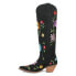 Фото #3 товара Dingo Flower Power Embroidered Floral Snip Toe Cowboy Womens Black Casual Boots