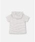 ფოტო #2 პროდუქტის Boy Hooded T-Shirt White And Grey Stripe - Toddler|Child