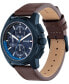 ფოტო #2 პროდუქტის Men's Quartz Brown Leather Watch 44mm