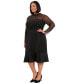 ფოტო #3 პროდუქტის Plus Size Beaded Illusion Mock-Neck Midi Dress