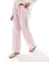 Фото #2 товара ONLY Petite wide leg trouser in pink and red stripe