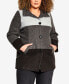 ფოტო #1 პროდუქტის Plus Size Color Block Stripe Button Front Jacket