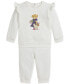 ფოტო #1 პროდუქტის Baby Girl Fleece Polo Bear Sweatshirt & Pant Set