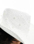 South Beach pearl embellished cowboy hat with pearl veil in natural