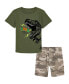 ფოტო #1 პროდუქტის Toddler Boys Short Sleeve Dinosaur T-shirt and Prewashed Canvas Shorts Set