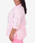 Фото #4 товара Plus Size Miami Beach Pinstripe Floral Embroidery Blouse