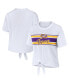 Women's White LSU Tigers Striped Front Knot Cropped T-shirt