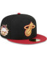 ფოტო #1 პროდუქტის Men's Black, Red Miami Heat Gameday Gold Pop Stars 59FIFTY Fitted Hat