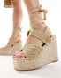 Фото #4 товара Public Desire Solstice heeled espadrille with woven straps in gold