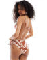 Фото #2 товара ONLY string detail bikini bottoms co-ord in brown zebra print