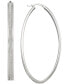 ფოტო #1 პროდუქტის Glitter Oval-Shape Hoop Earrings in Sterling Silver