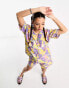 Noisy May beach shirt co-ord in purple 70s floral lila, S - EU 36 - фото #1