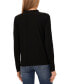 Women's Ruffle-Trim Long Sleeve Knit Top with Rhinestone Buttons Черный, L - фото #2