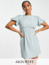 Фото #1 товара ASOS DESIGN Petite puff sleeve linen mini shift dress in sage