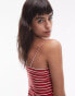 Фото #3 товара Topshop spaghetti strap mini dress in red stripe