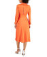 Women's Long-Sleeve Satin Collared Midi Dress