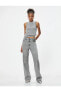 Düz Paça Yüksek Bel Taşlı Kot Pantolon Cepli - Nora Longer Straight Jeans