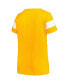 ფოტო #2 პროდუქტის Women's Heather Tennessee Orange Tennessee Volunteers Plus Size Arched City Sleeve Stripe V-Neck T-shirt