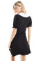 Miss Selfridge collar dress with bow details in black