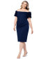 Фото #3 товара Plus Size Off-The-Shoulder Ruffle-Sleeve Sheath Dress