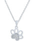 ფოტო #1 პროდუქტის Diamond Accent Paw Pendant Necklace in Sterling Silver, 16" + 2" extender