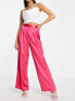ASOS DESIGN – Hose aus Satin in Hot Pink mit Faltendetail