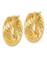 Фото #2 товара 18k Yellow Gold Polished and Twisted 7.6x25mm Round Hoop Earrings