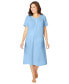 ფოტო #1 პროდუქტის Plus Size Short-Sleeve Embroidered Woven Gown