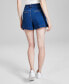 Фото #2 товара Women's High Rise Pleat-Front Denim Shorts, Created for Macy's