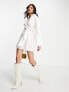 Фото #4 товара Pretty Lavish cut out wrap shirt mini dress in white