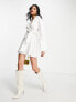 Pretty Lavish cut out wrap shirt mini dress in white