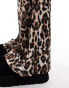 ONLY ribbed flared trousers in leopard print