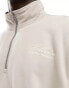 Hollister oversized half zip sweatshirt in tan