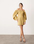 ASOS EDITION structured bardot mini dress in honey Желтый, 36 - фото #1