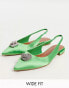 ASOS DESIGN Wide Fit Lotus embellished slingback ballet flats in green satin