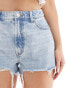 ASOS DESIGN Hourglass A line denim short in lightwash blue