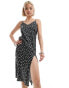 Daisy Street satin cami midi dress with side split in black ditsy Schwarzer Satin mit Blümchenmuster, DE 36 - фото #2