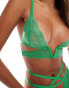 Фото #3 товара ASOS DESIGN Roma lace cut out triangle bra with v-front in bright green