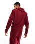 Tommy Hilfiger ribbed logo hoodie in burgundy