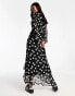 New Look puff sleeve ruffle midi dress in polka dot 36 - фото #8